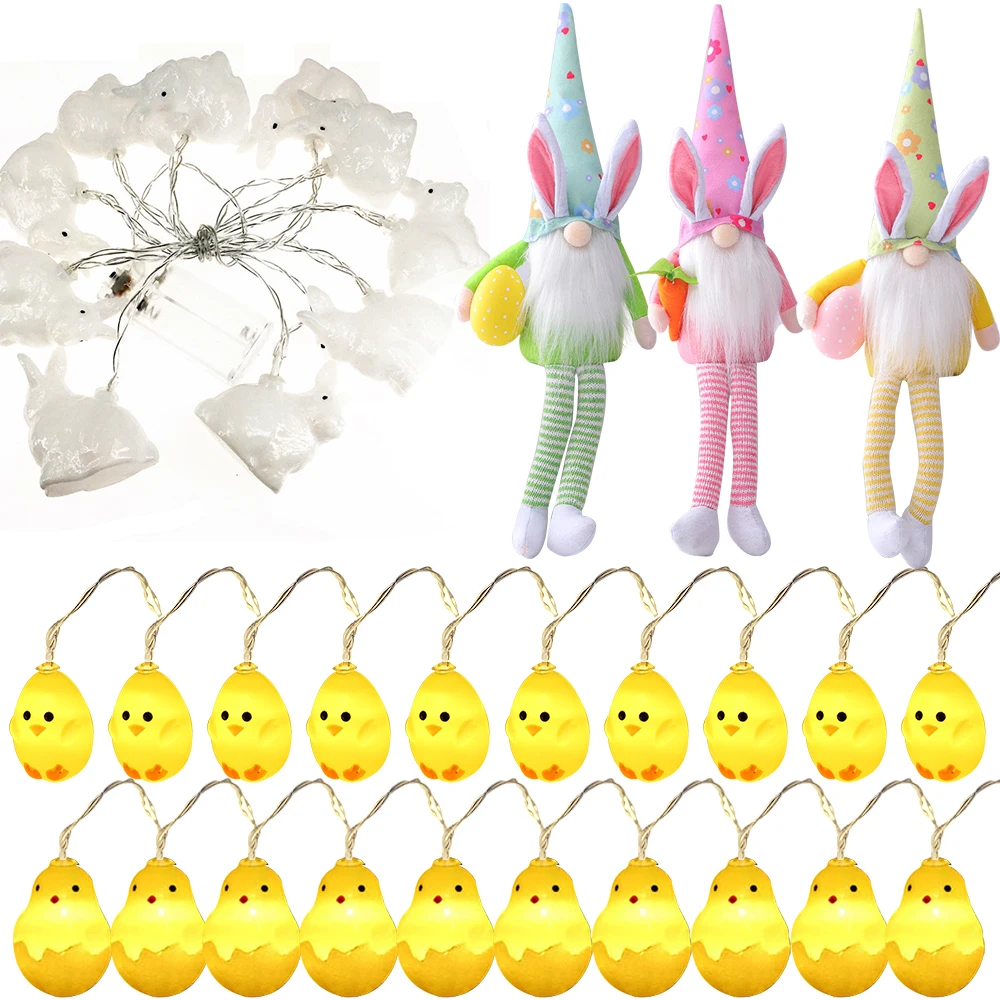 

Easter Rabbit LED Garland String Light Bunny Doll Easter Gnome Decorations For Home Easter Bunny Fairy Light Wedding Party Decor