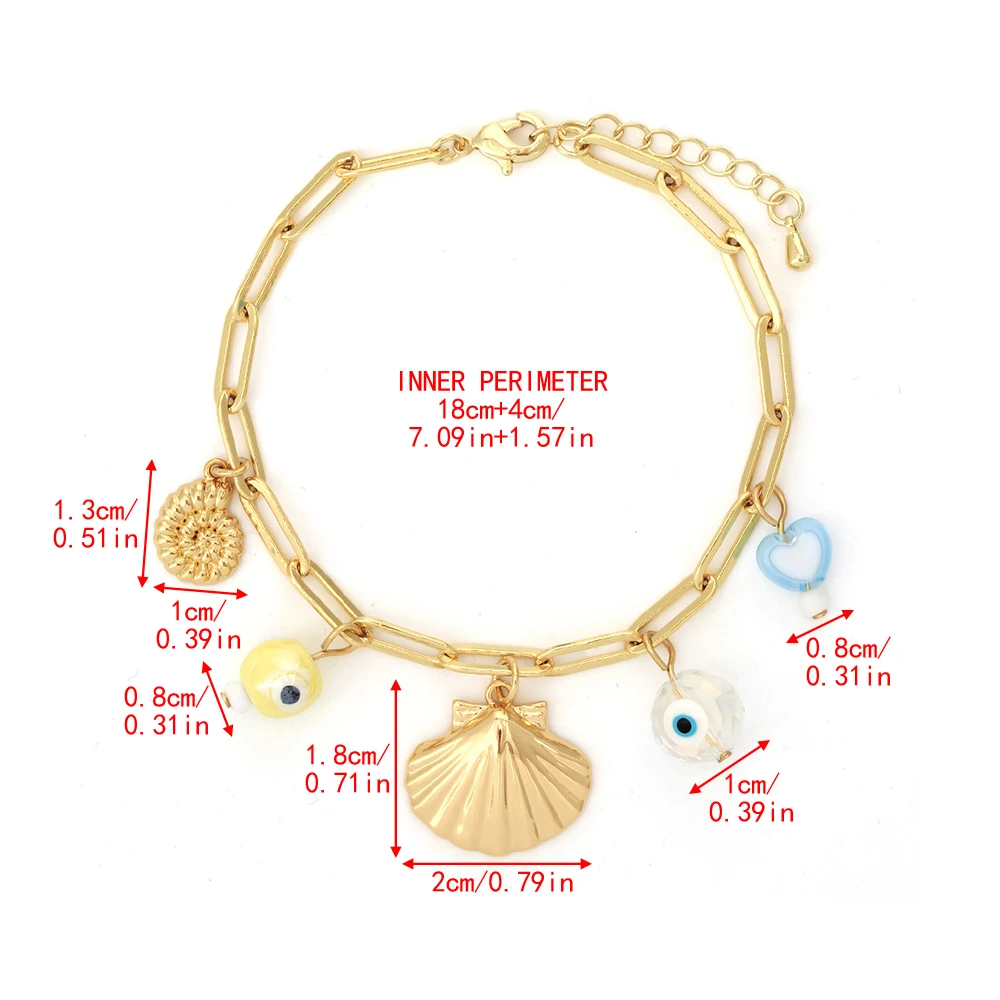 Lucky Eye Fatima Hand Heart Star Турецкий браслет от сглаза Медный регулируемый