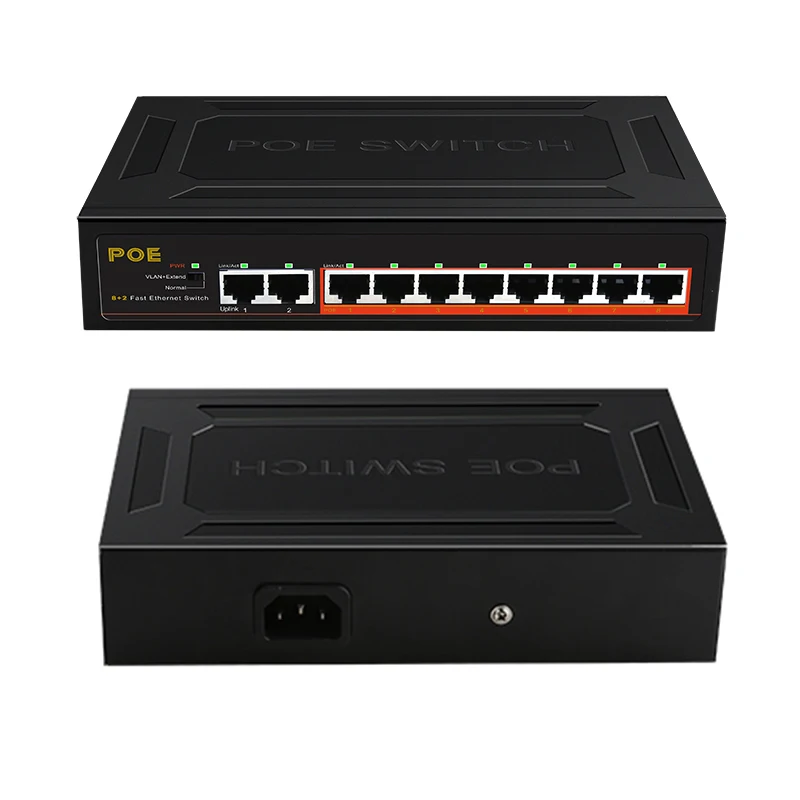 TEROW POE Switch 10-Port 100Mbps Ethernet Smart Switch 8 PoE+2 UpLink With Internal Power Office Home Network Hub for IP Camera images - 6