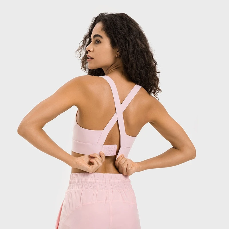 

Wide Strap Cross Sports Bra Top Fitness Brassiere Women Gym Backless Yoga Tank Crop Top Adjustable Buckle Push Up Sexy Underwear