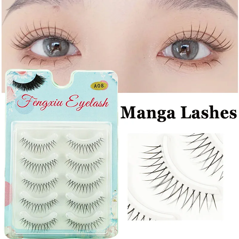 Натуральные ресницы 5 пар, накладные ресницы манга, повседневные накладные мягкие ресницы, аниме ресницы для макияжа