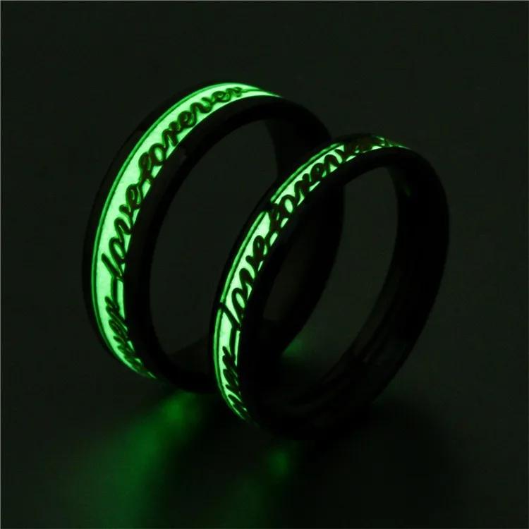 

European and American Style Fluorescent Stainless Steel Simple Ring New Fashion Temperament Lovers Luminous Jewelry Wholesale