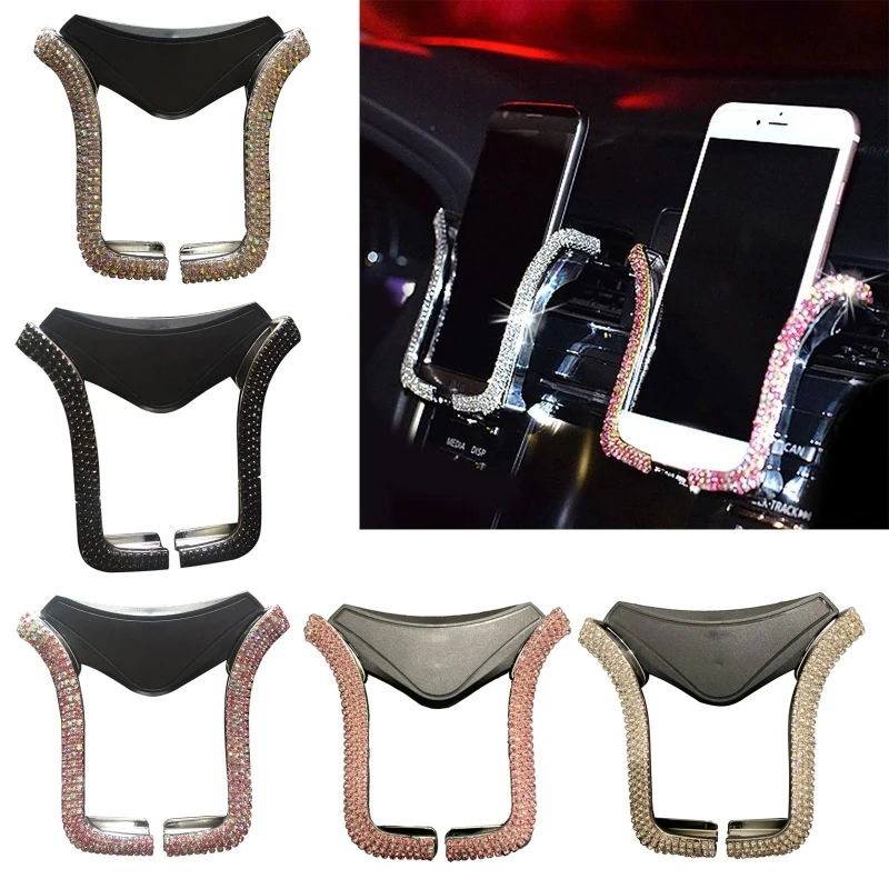 

Auto Crystal Diamond U-shaped Universal SUV Phone Holder Bling for rhinestone Car Air Vent Mount Stand Mobile Phones Bra