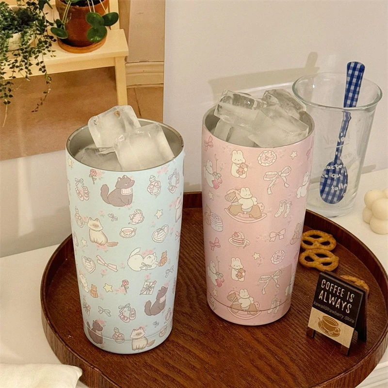 Милая стальная Термокружка 550 мл кружка большая емкость бутылка для воды кофе чая