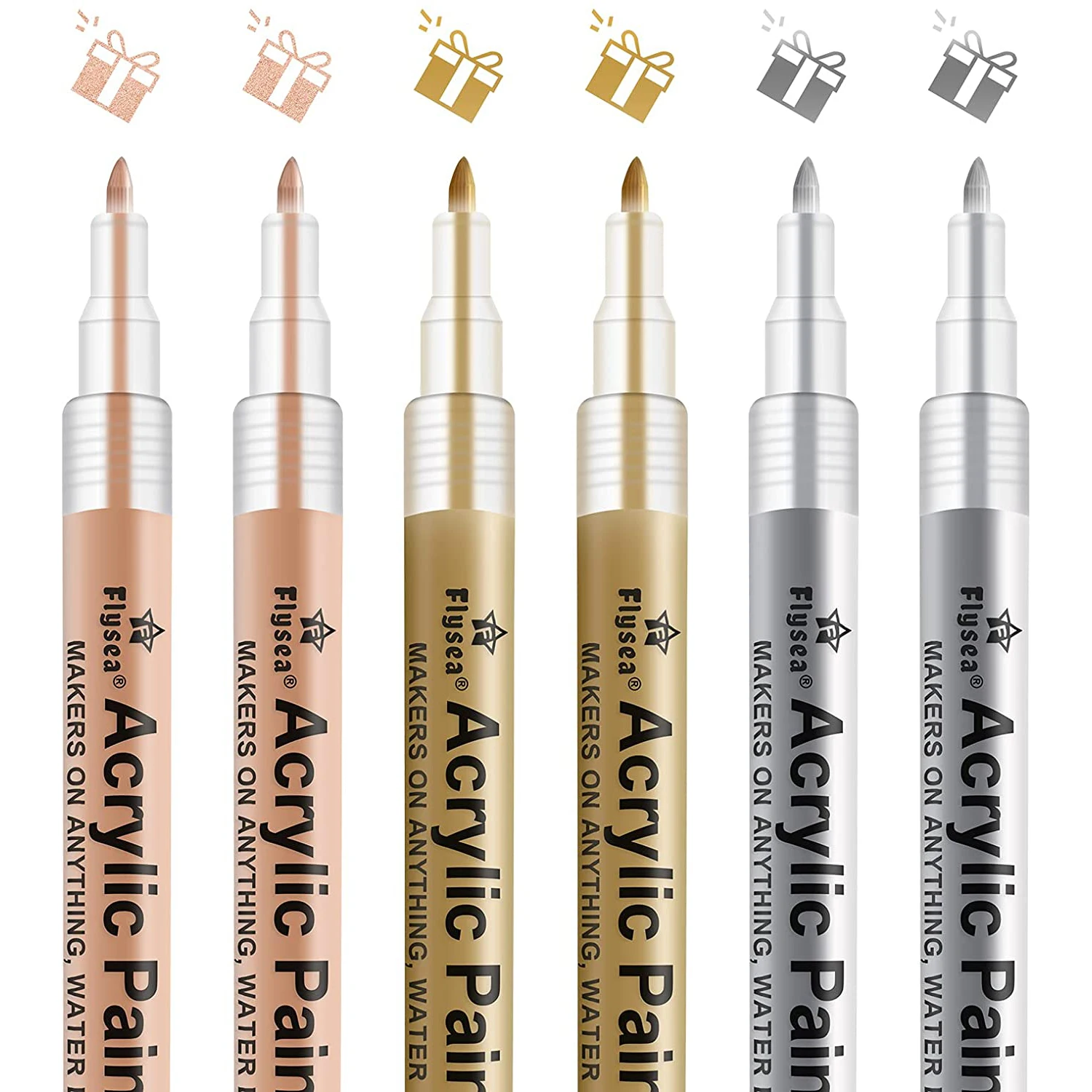 

Acrylic Paint Pens Gold,Silver,Rose Gold,Paint Markers for Rocks Painting, Wood, Fabric, Glass,Ceramic,Canvas. Scrapbooking