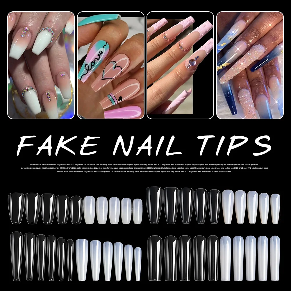 

Acrylic Fake Nails Kit Nail Tips Full Coverage Extension Nail Tips Natural Transparent False Nails Quick Building Nails Manicure