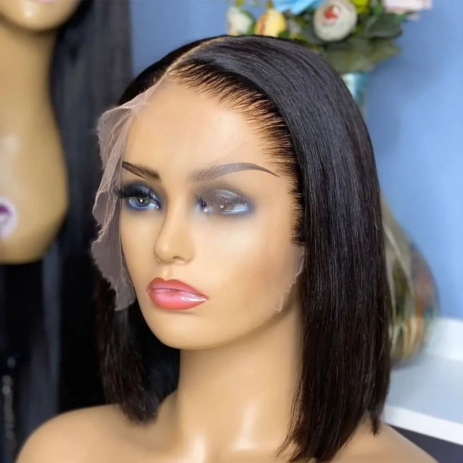 

13x4 13x6 Lace Frontal Wig Short Bob Wig Bone Straight Lace Front Wigs Human Hair Brazilian Pre Plucked For Women 180 Denisty