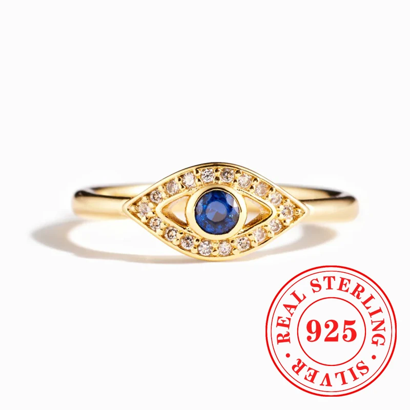 Huitan 925 Стерлинговое Серебро в форме глаза с блестящим синим кубическим цирконием