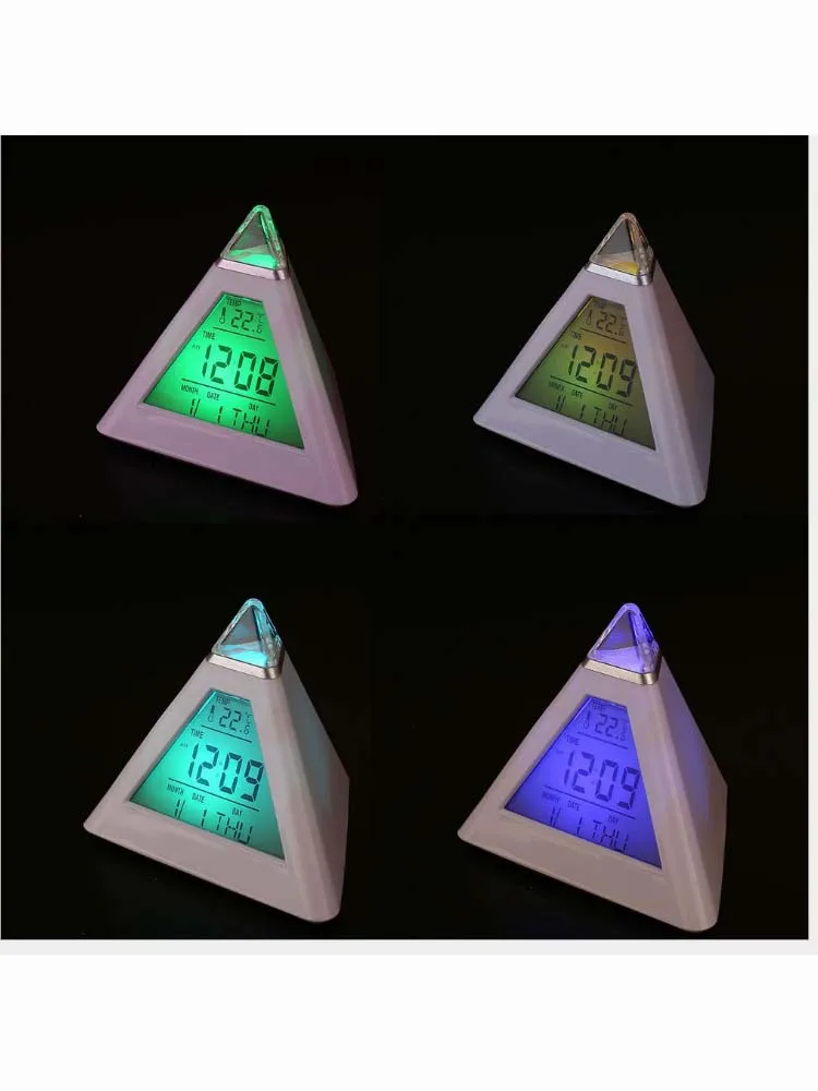 Ночник офисный треугольный цветной цифровой таймер меняющий цвета