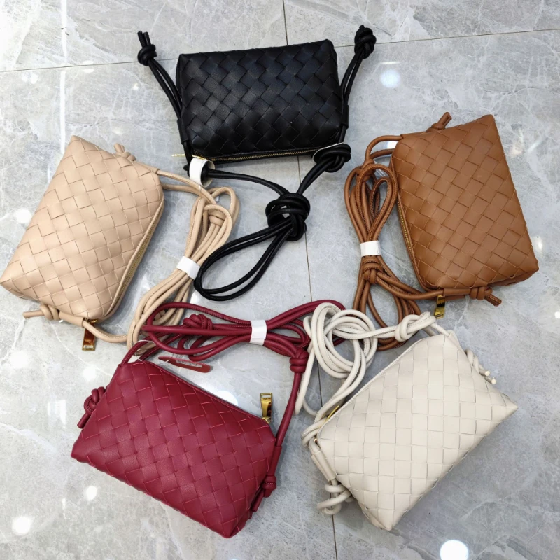 

New Square Woven Dumpling Bag Luxury Brand Design Soft Genuine Leather Women's Bag Fashion One Shoulder Diagonal Clutch Bag