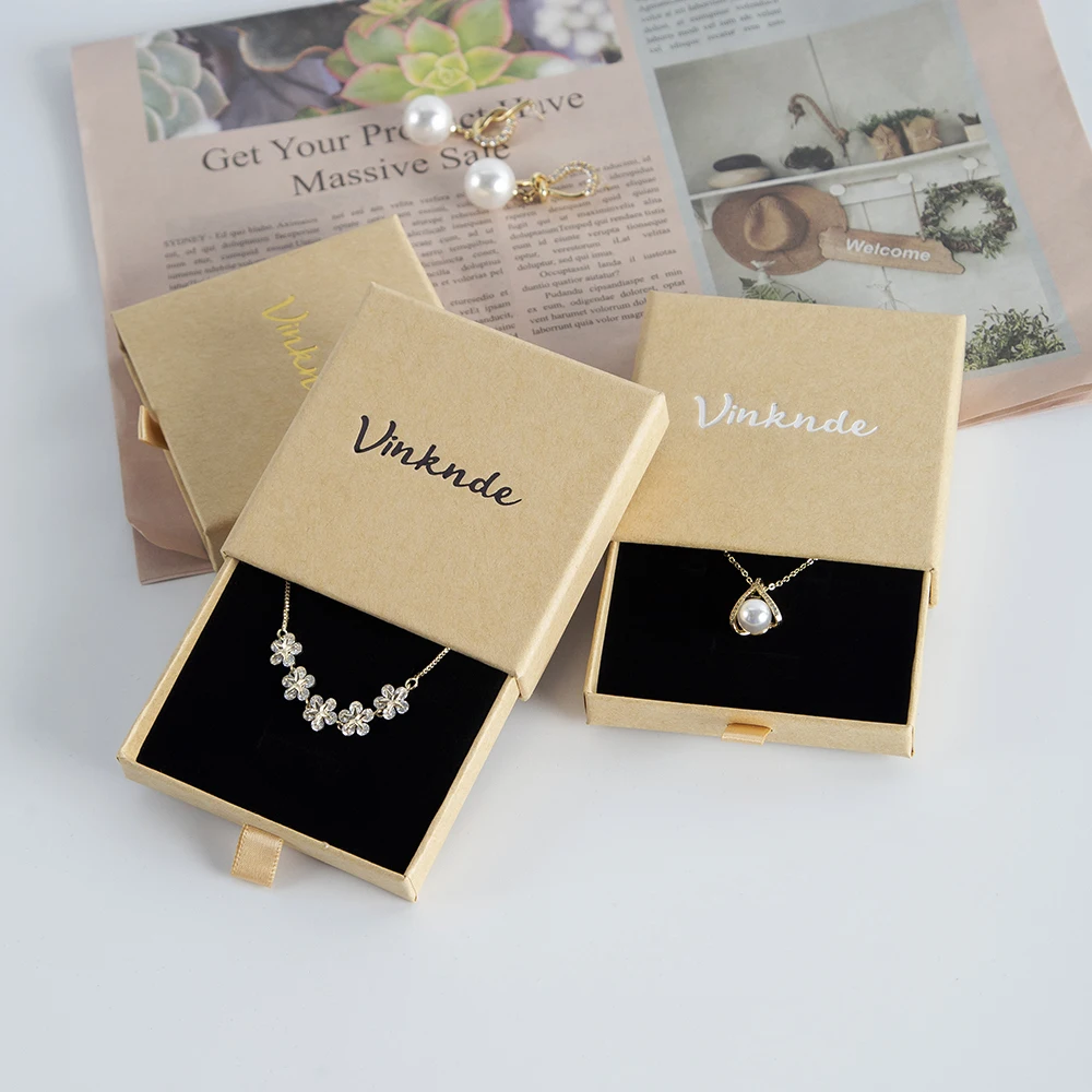 50pcs Bulk Luxury Drawer Gift Paper Cardboard Custom Logo Printed Bracelet Earring Necklace Ring Packaging Organizer Jewelry Box