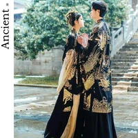 modern hanfu couples dress chinese traditional kimonos black gold tang dynasty style hanbok cosplay dance clothes retro suit
