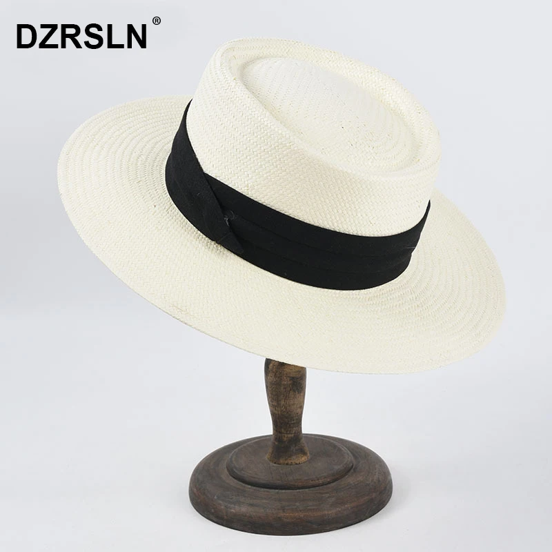 

Classic Style Shaping Straw Hat Men's And Women's White Shape Concave Top Hat Summer Seaside Vacation Sun Protection Sun Hat