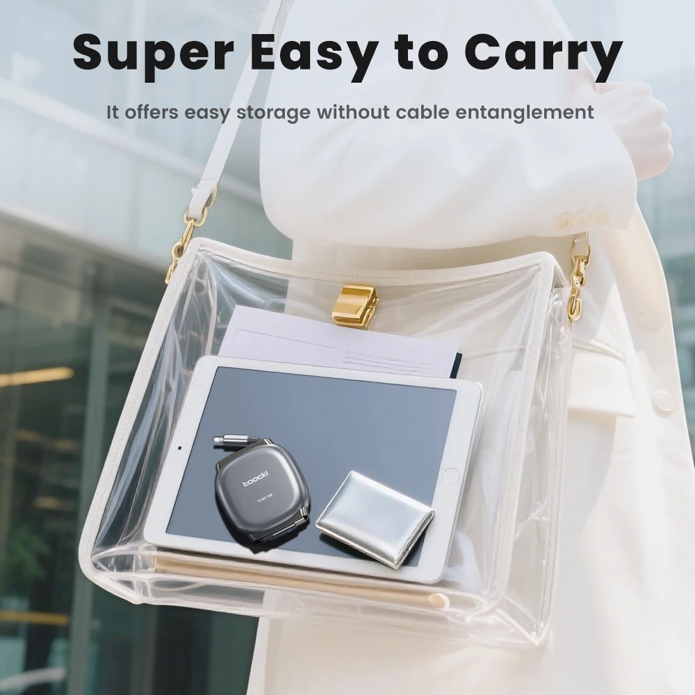 Кабель Toocki 27W Smooth Retractable USB C-Lightning для быстрой зарядки iPhone 14 13 Pro Max, iPad, магнитный, плоский, из TPE, для передачи данных (art.: 3920d91feef77) - 3920d91feef77