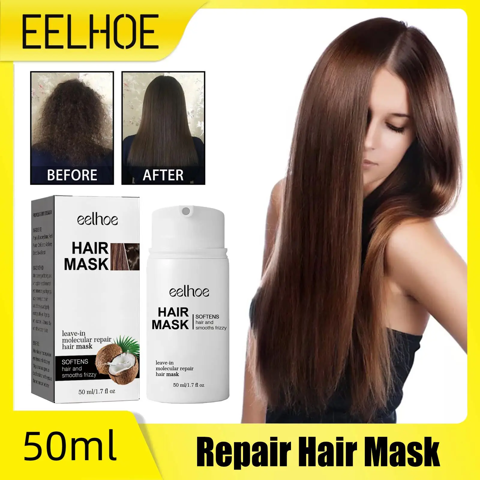 

Hair Straightening Mask Nourishing Repair Damaged Frizzy Hair Scalp Treatment Softing Smoothing Glossy Keratin Shiny Hairs Mask