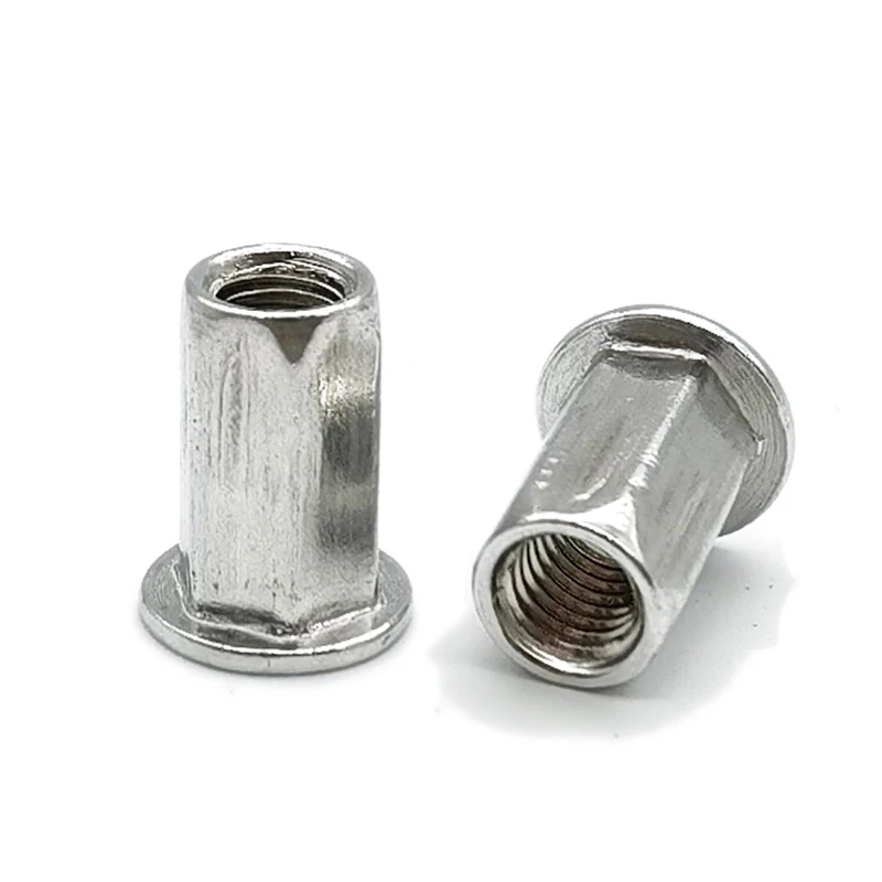 Оптовая продажа, заклепочная гайка из алюминиевого сплава, зеркальная, круглая, шестигранная, облицовочная, метрическая, плоская, потайная резьба, Резьбовая крышка