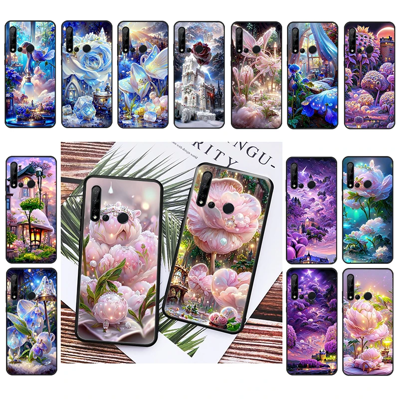 

Nature Flower Peony Rose Phone Case For Huawei P50 Pro P30 P40 Lite P40Pro P20 lite Mate 20 Pro Nova Y70 Y90 9 SE P Smart Funda
