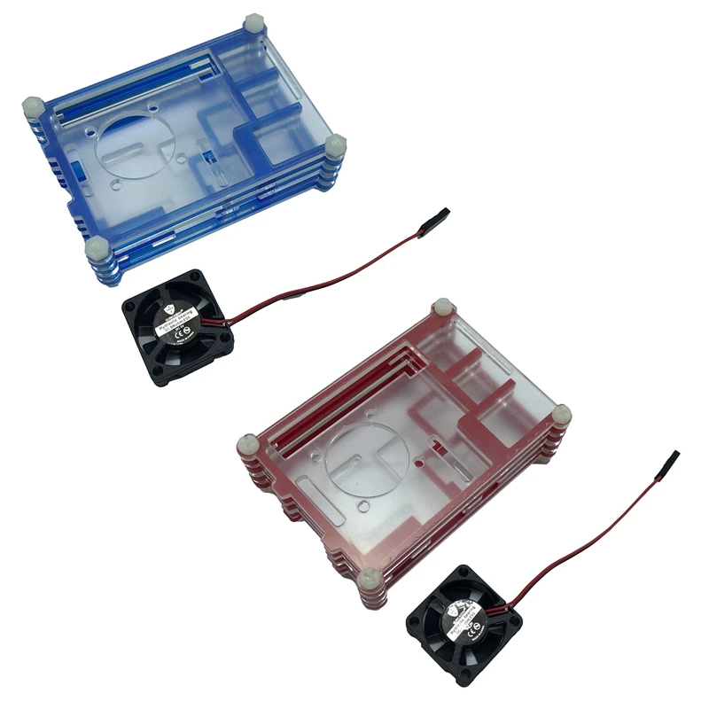 

2 Set For Raspberry Pi 3B+ 3B Case 9 Layers Acrylic Box Case With Cooling Fan For Raspberry Pi 3 Model B(Red & Blue)