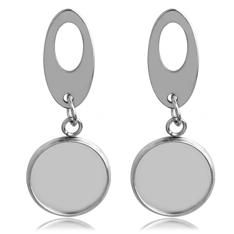 

10pcs Stainless Steel Dangle Earring Cabochons Blank Setting Bezel Base Fit 8 10 12 14 16 18 20 25mm DIY Jewelry Making Findings