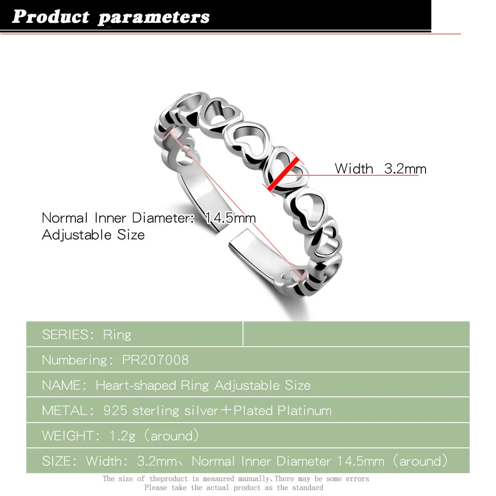 Кольца в форме сердца для женщин модное кольцо из стерлингового серебра 925 пробы