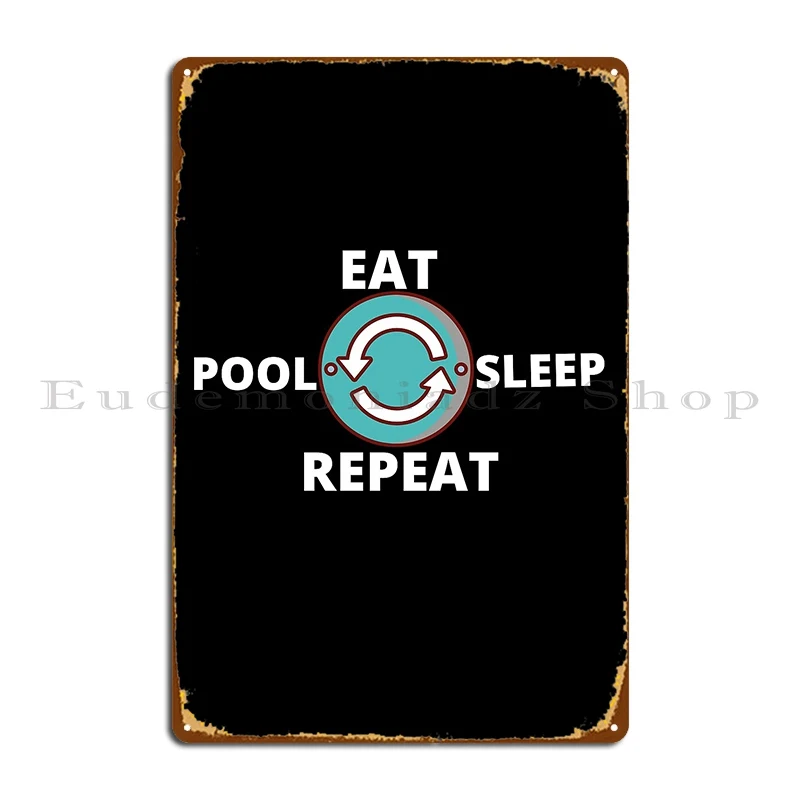 Жестяной плакат с надписью Eat Sleep Pool