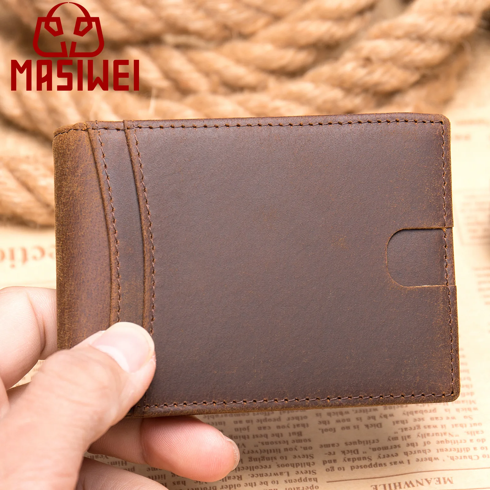Высококачественный и модный мужской кошелек кожаный короткий crazy horse магазин