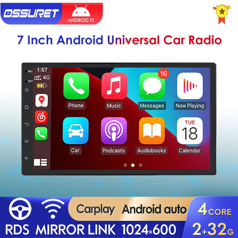 Автомагнитола 2DIN 7 дюймов Android мультимедийный автомобильный радиоприемник Carplay
