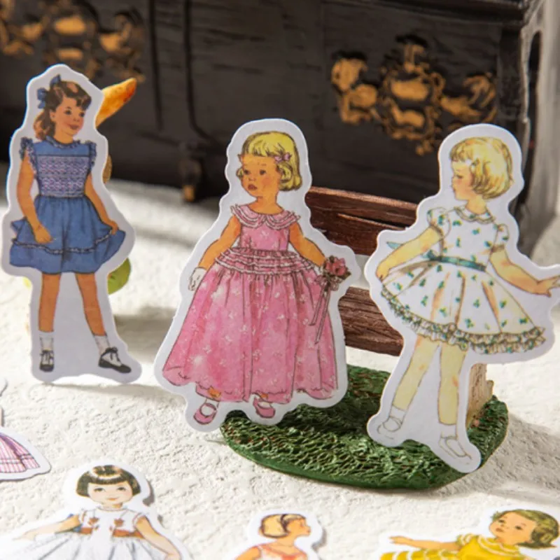 

Винтажные Детские Стикеры, модные наклейки для детей, шейпер для девочек, декоративная этикетка для скрапбукинга, альбома, кавайные наклейк...