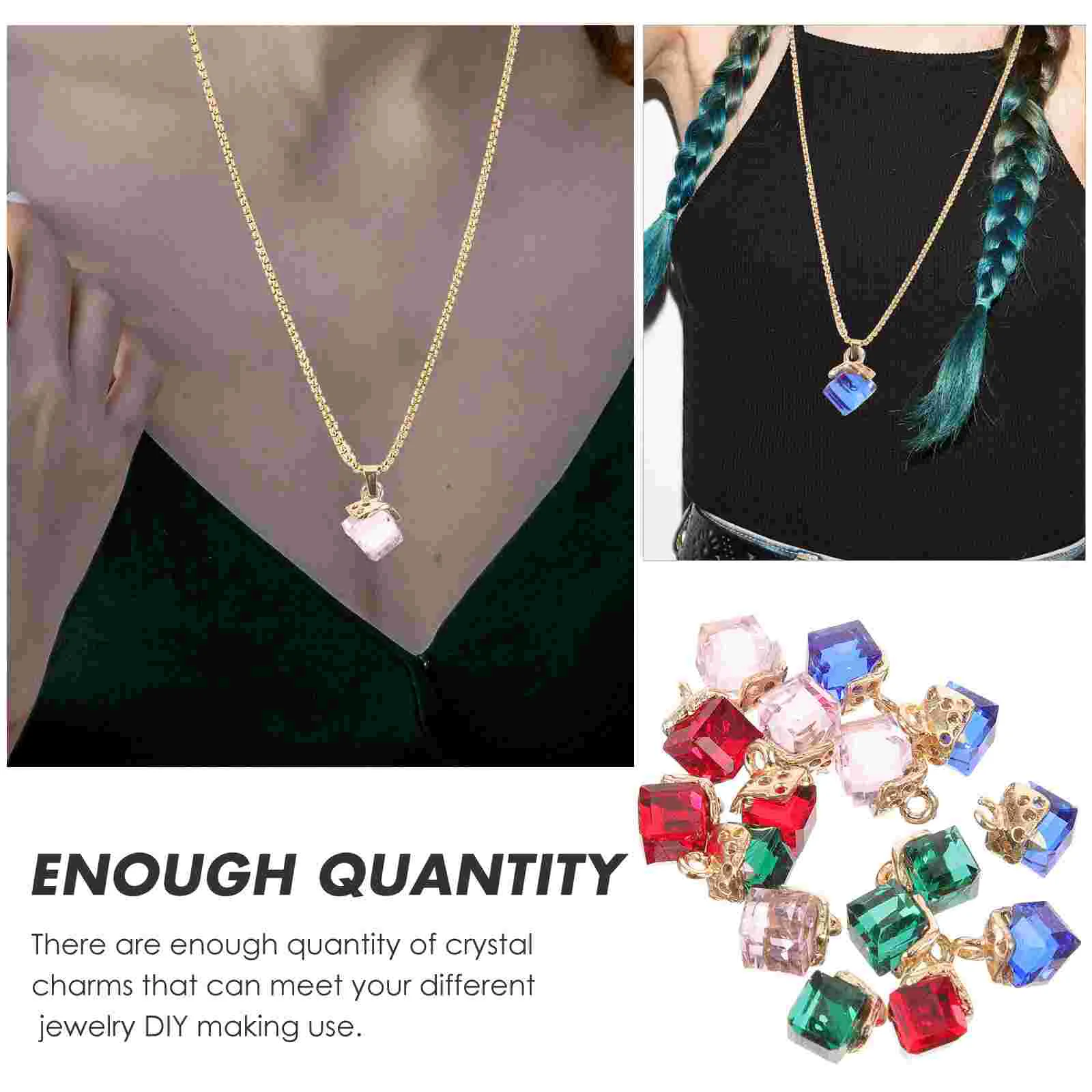 Accessories Multi-use Crystal Charms Decorative Dangle Pendants Bracelet Making Supplies Bulk Jewelry Crafting Cubic Necklaces