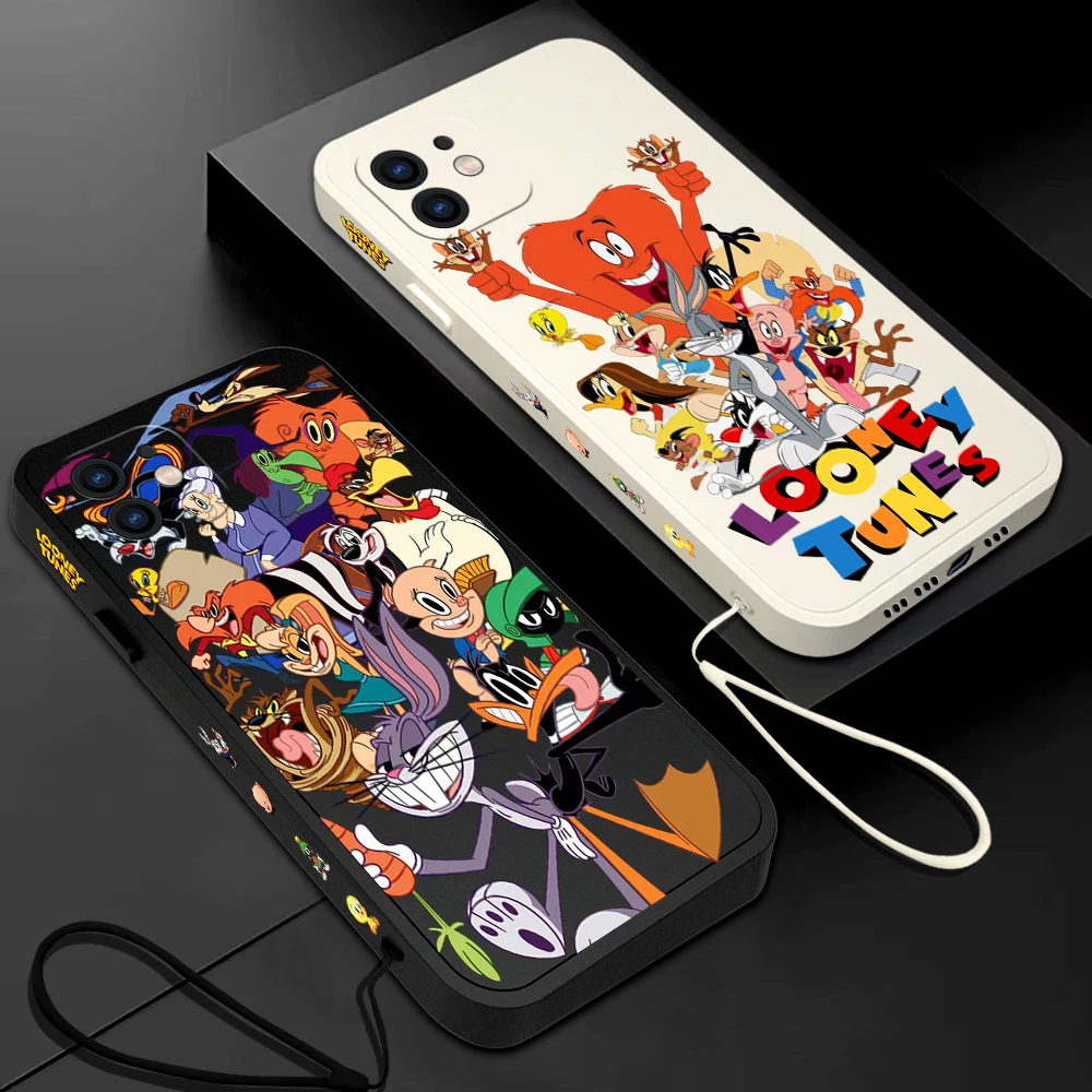 

Cute Cartoon Bugs Bunny Phone Case For Samsung Galaxy S23 S22 S21 S20 Ultra FE S10 4G S9 S10E Note 20 10 9 Plus With Lanyard