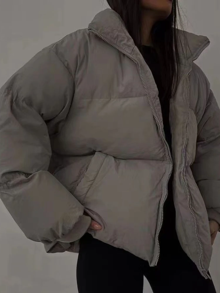 Winter Parkas for Women 2022 Fashion Stand Collar Bubble Puffer Jacket Coats Warm Thick Black Casual Female Outwear Overcoat