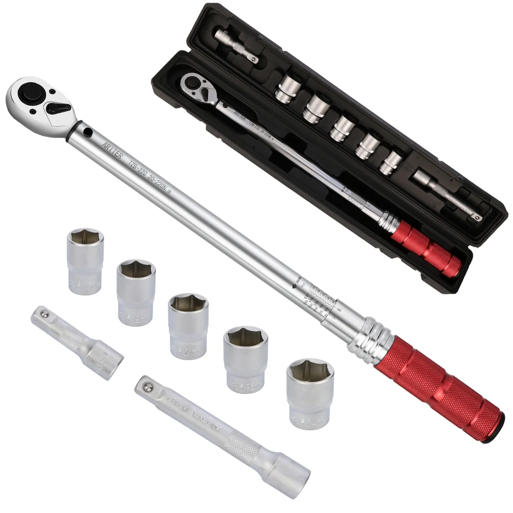 

1/2" Torque wrench 20-220N.m 8 pcs Car Truck Tires repair Socket Wrench set