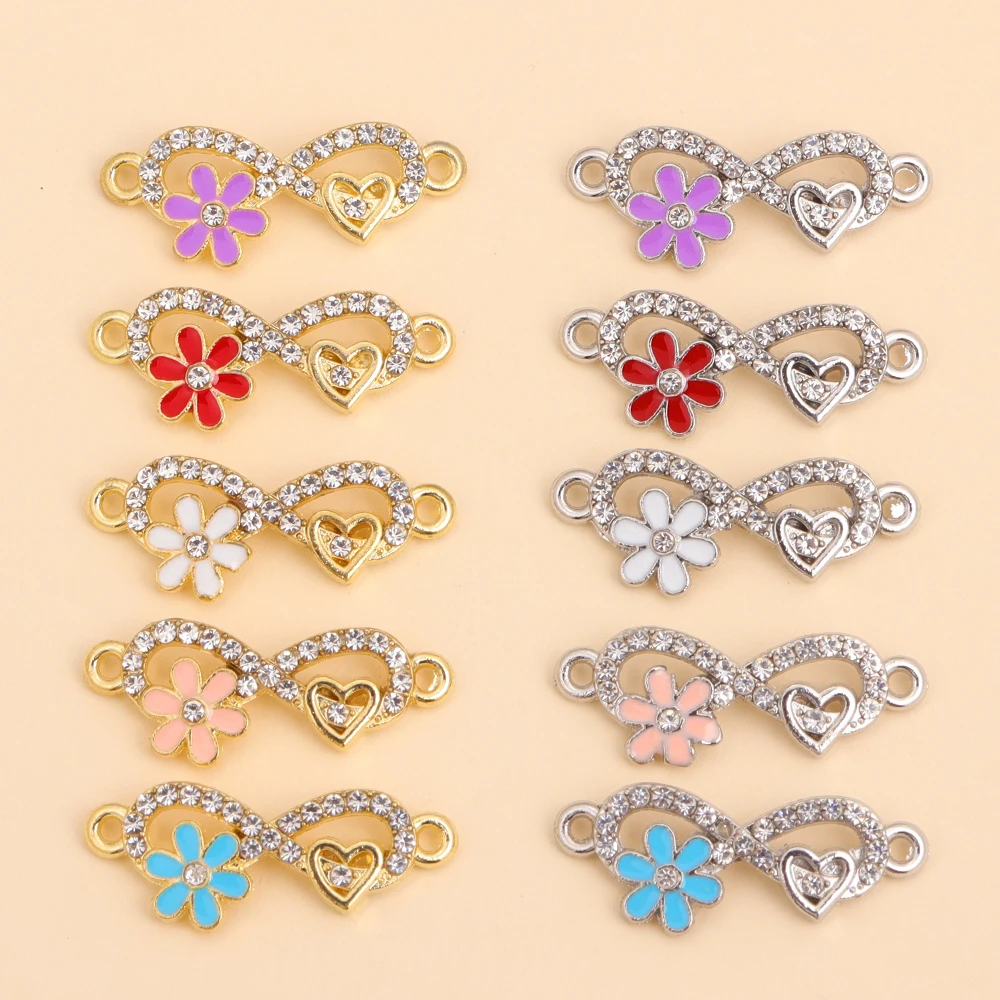 10 шт. кристалл Digital8 символ бесконечности металлический разъем браслет подвески