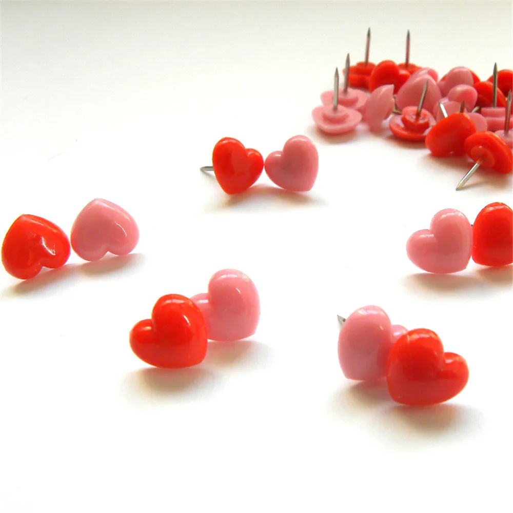 

Office Supplies Decorative Pushpins 50 Pack Creative Heart-shaped Stationery Plastic Pushpin Pink Love Wall Photo Fixed Pin