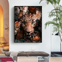 flower animal lion tiger leopard bear abstract canvas painting wall art nordic print poster decorative picture living room decor