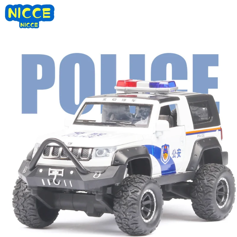 

Nicce 1:32 BAIC MOTO Off-road Police Jeep Pickup SUV Metal Alloy Car Diecast Toy Vehicles Car Model Miniature Model Car Toys A49