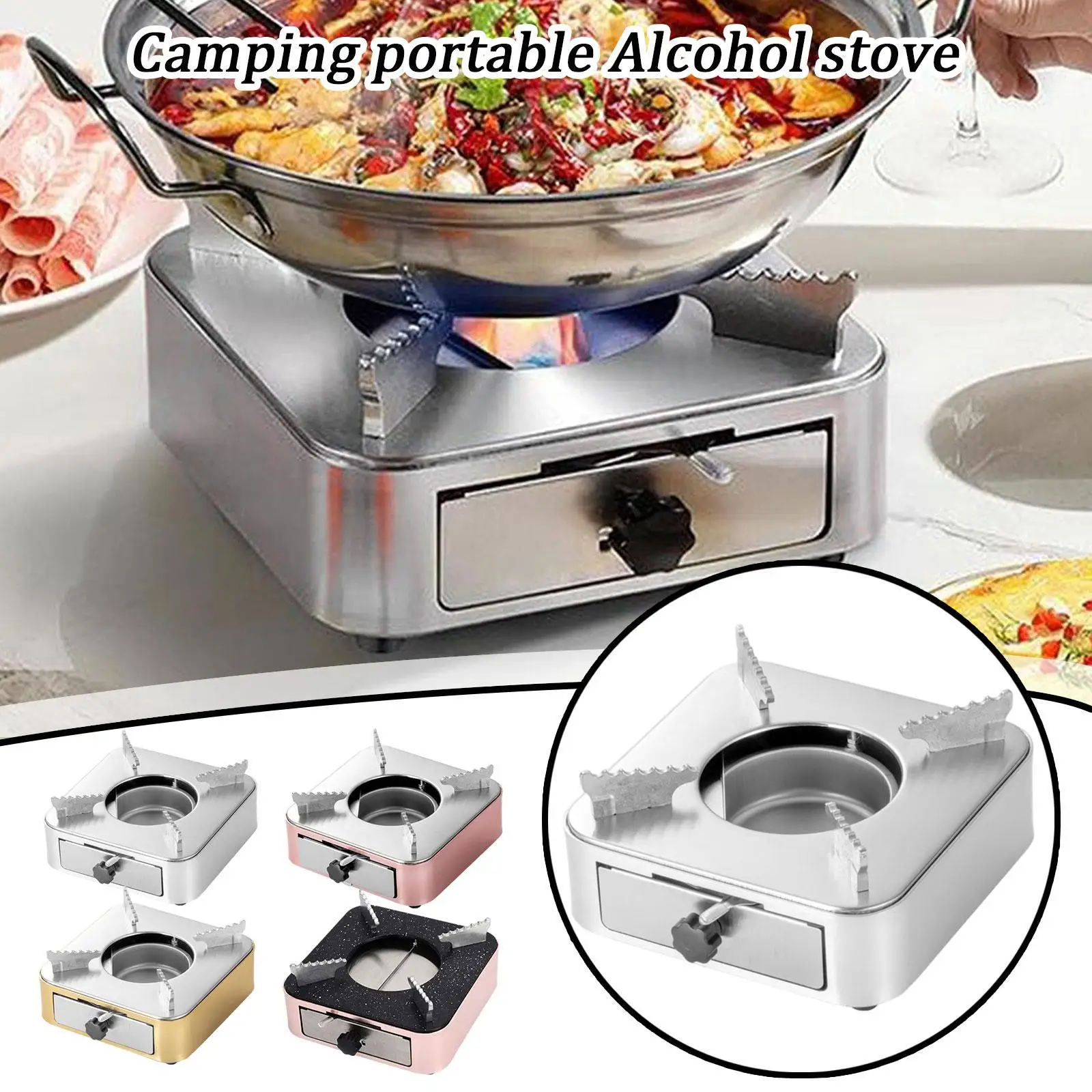 

Camping Portable Alcohol Stove Outdoor Household Mini Camping Picnic Alcohol Stove Steel Stove For BBQ