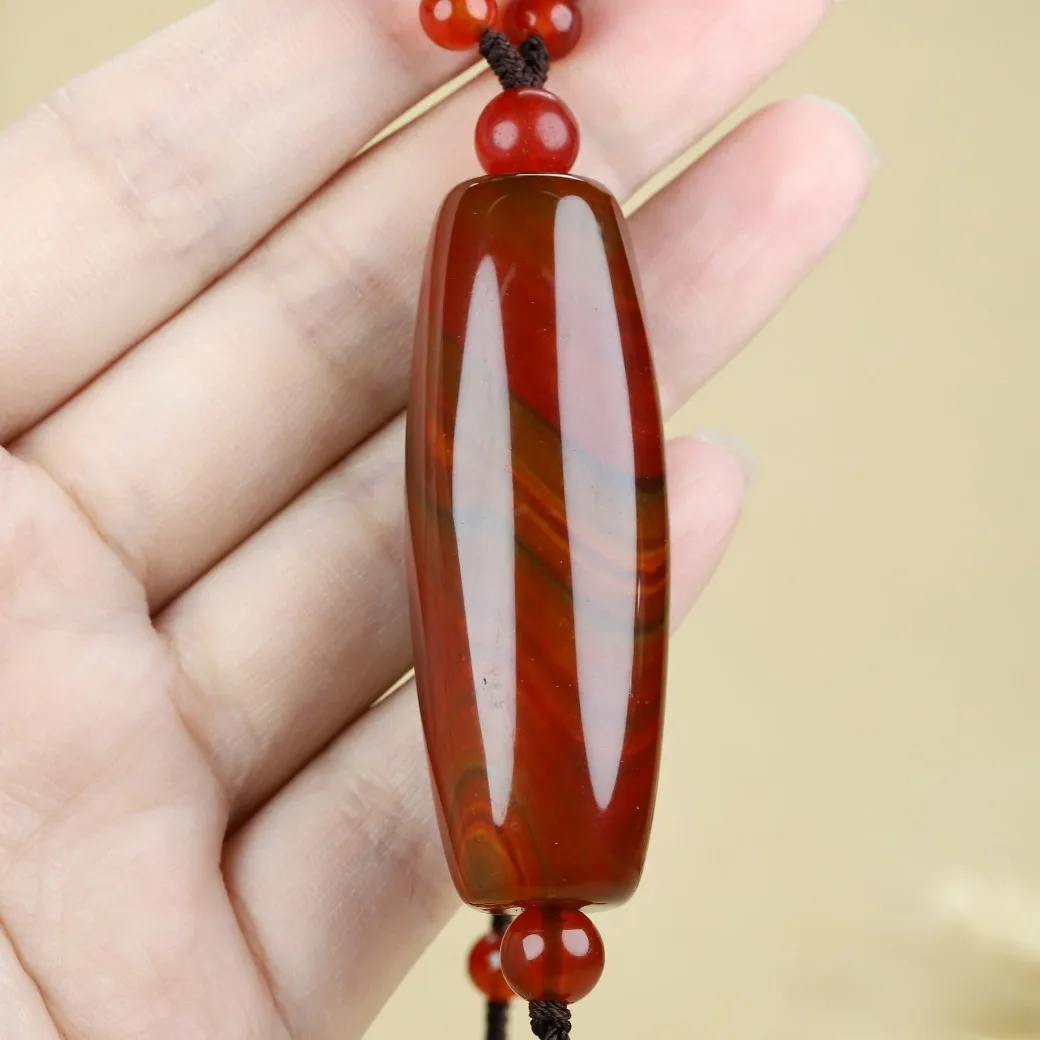 

Genuine Natural Red Agate Long Pendant Beaded Necklace Sweater Chain Men Women Fine Jewelry Accessories Lucky Charms Amulets