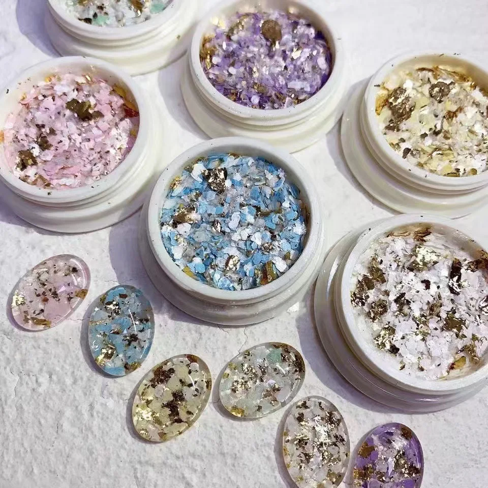 

Pastel Color Soft Flakes 6Colors Cotton candy Irregular Flashy Gold Foils Chips/Muted Hue Nail design Glitter Mixed nail glitter