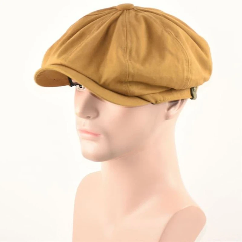 

British Style Newsboy Cap Men Cotton Ascot Cap Beckham Khaki Male Spring Summer Vintage Brand New Octagonal Flat Cap