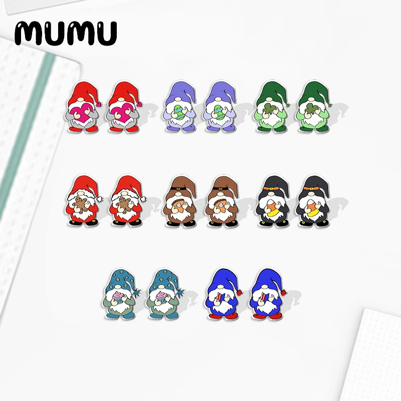 

2022 New Holiday Gnome Acrylic Stud Earring Christmas Valentine Easter Earrings Resin Epoxy Jewelry Gifts Friend
