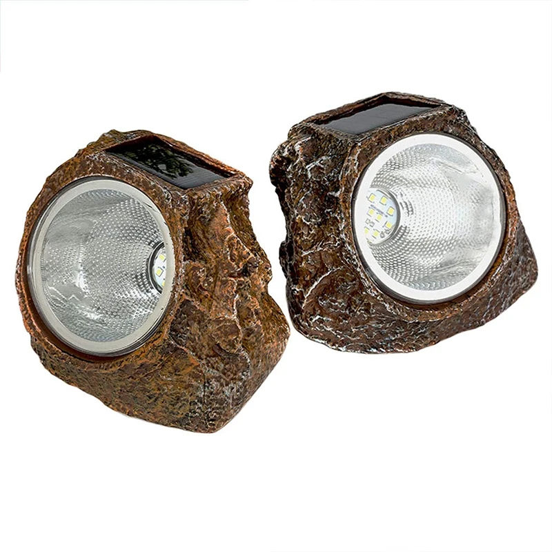 

Solar Garden Rock Lights Outdoor, 2 Pack 10 LED Waterproof Solar Powered Rock Light, Outdoor Landscaping Spotlights