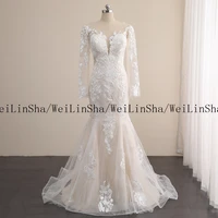 welinsha v neck lace robe de mari%c3%a9e full sleeve ivory wedding dresses for wedding 2022 new real short bridal gowns robe de mari%c3%a9