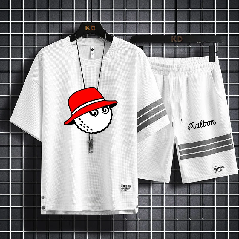 

Костюм для гольфа мужской из 2 предметов, Повседневная футболка и шорты, Быстросохнущий Спортивный костюм для гольфа, malbon