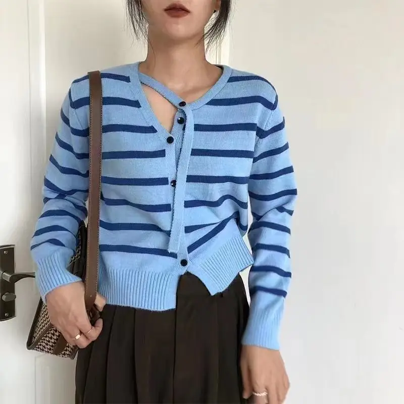 

Универсальный дизайнерский кардиган весна-осень с V-образным вырезом вязаный рукав в Корейском стиле нишевая свободная Длинная Верхняя оде...