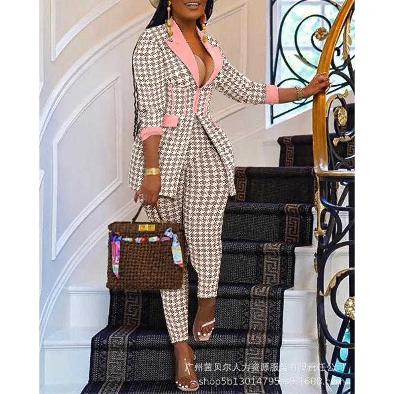 Женский элегантный комплект из двух предметов блейзер на молнии с длинным