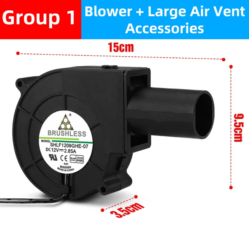 

9733 DC Вентилятор 12 В 2,85 А Печь для барбекю на дровах Регулируемая скорость Большой объем воздуха Турбовентилятор 5500 об/мин Печь для отработанного масла Дровяная печь