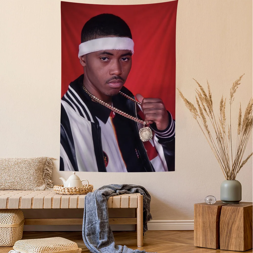Hip Hop Rapper Rockstar NAS Printed Large Wall Tapestry Cheap Hippie Hanging Bohemian Tapestries Mandala Home Decor