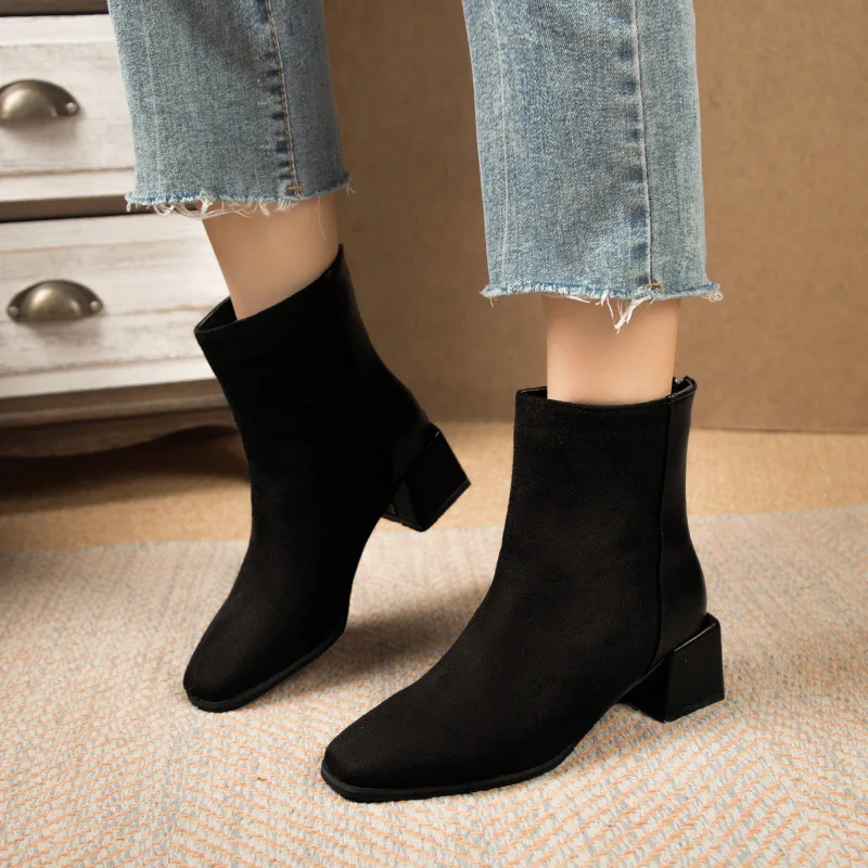 Обувь женские резиновые сапоги ботинки на молнии сзади женская зимняя обувь