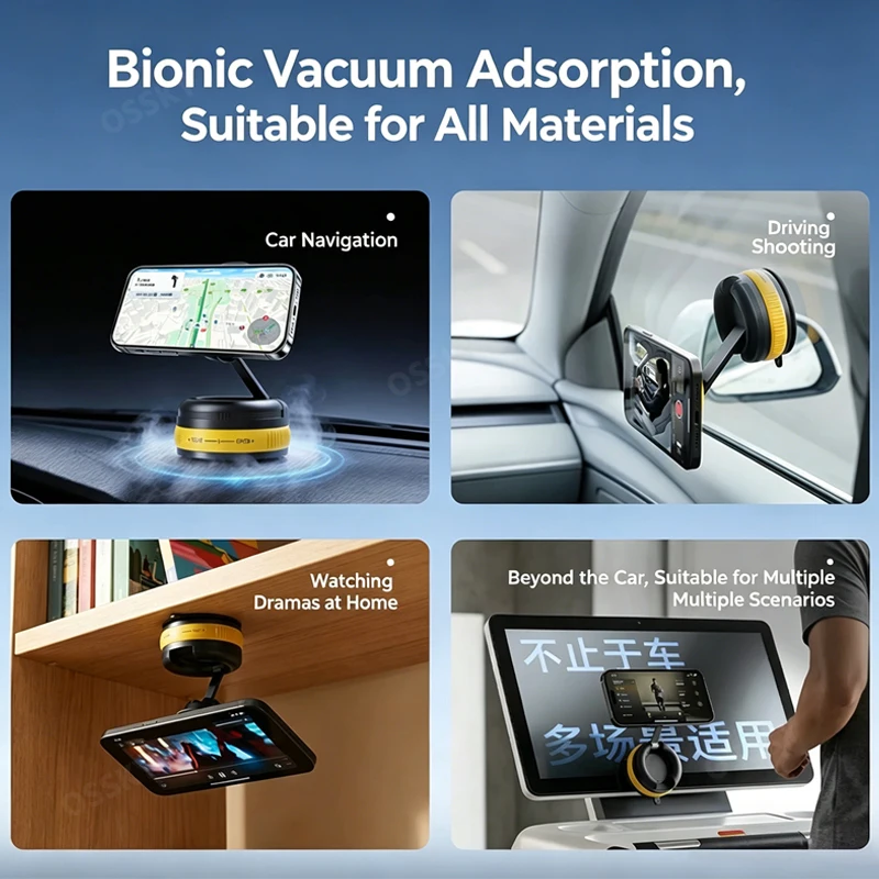 Фото OSSKY Fashion New Car Universal Phone Mount Vacuum Adsorption 360 °   Вращающийся складной магнитный держатель для телефона, автозапчасти №5
